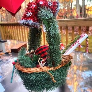 Christmas fir hand decorated basket. Keepsake....with holiday decor
